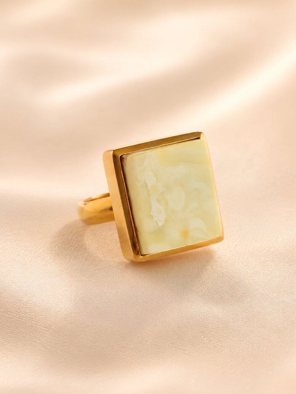 Butterscotch Amber Ring in 14k Gold Plated Sterling Silver